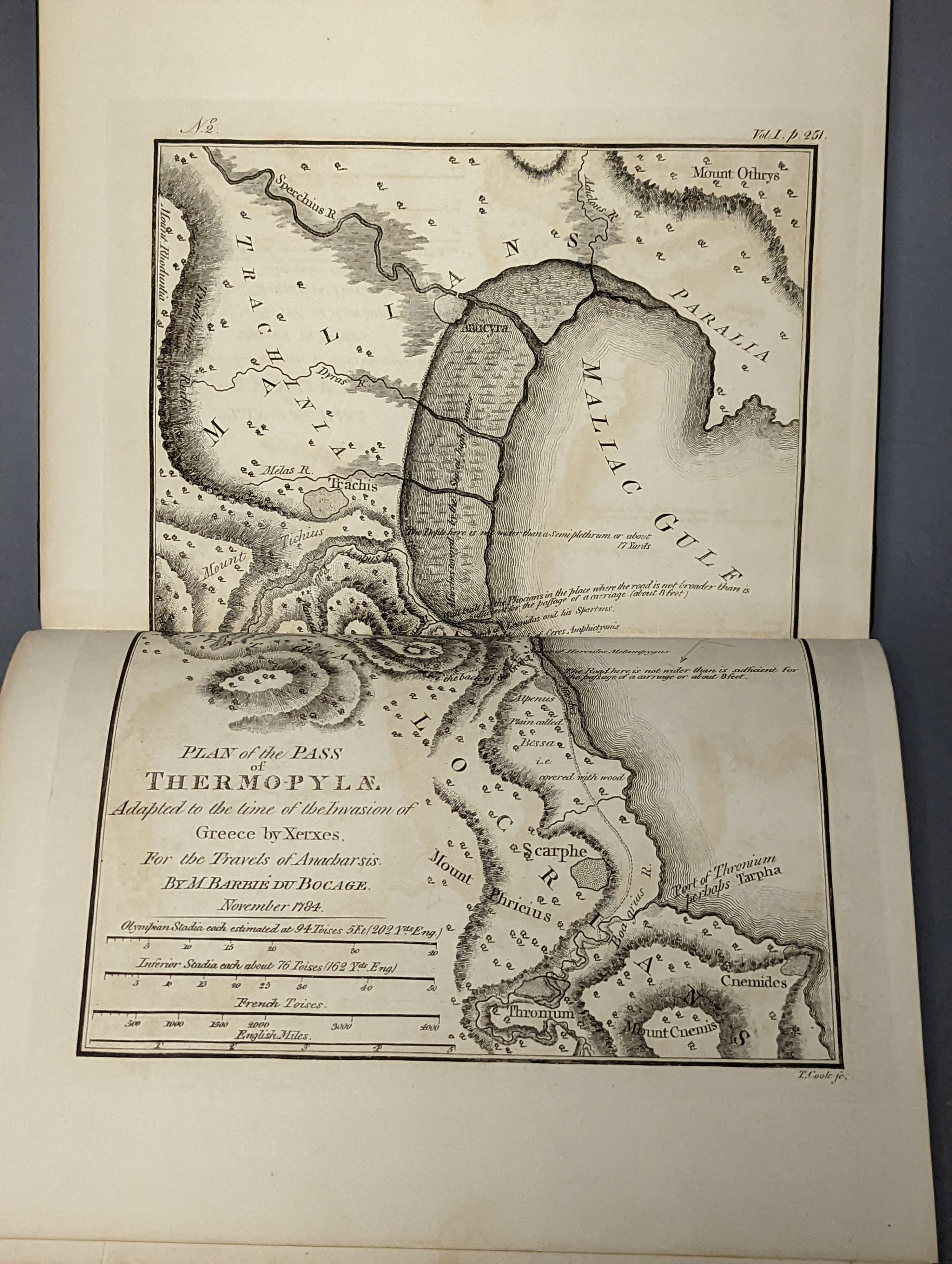 [Barthelemy, Jean Jacques] - Maps, Plans, Views and Coins, illustrative of the Travels of Anacharsis ... 2nd edition. 31 engraved maps and views (some folded or d-page)